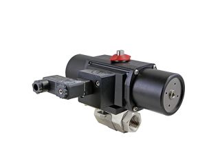 1/4" NPT Stainless Steel Spring-Return (Normally Closed) Pneumatic Actuated Ball Valve With Solenoid Valve