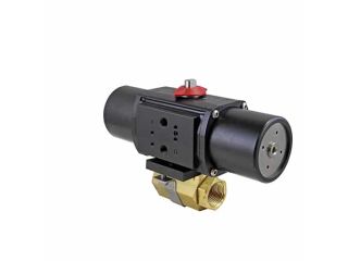 1/4" NPT Brass Spring-Return (Normally Open) Pneumatic Actuated Ball Valve