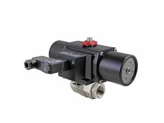 1/4" NPT Stainless Steel Spring-Return (Normally Open) Pneumatic Actuated Ball Valve With Solenoid Valve